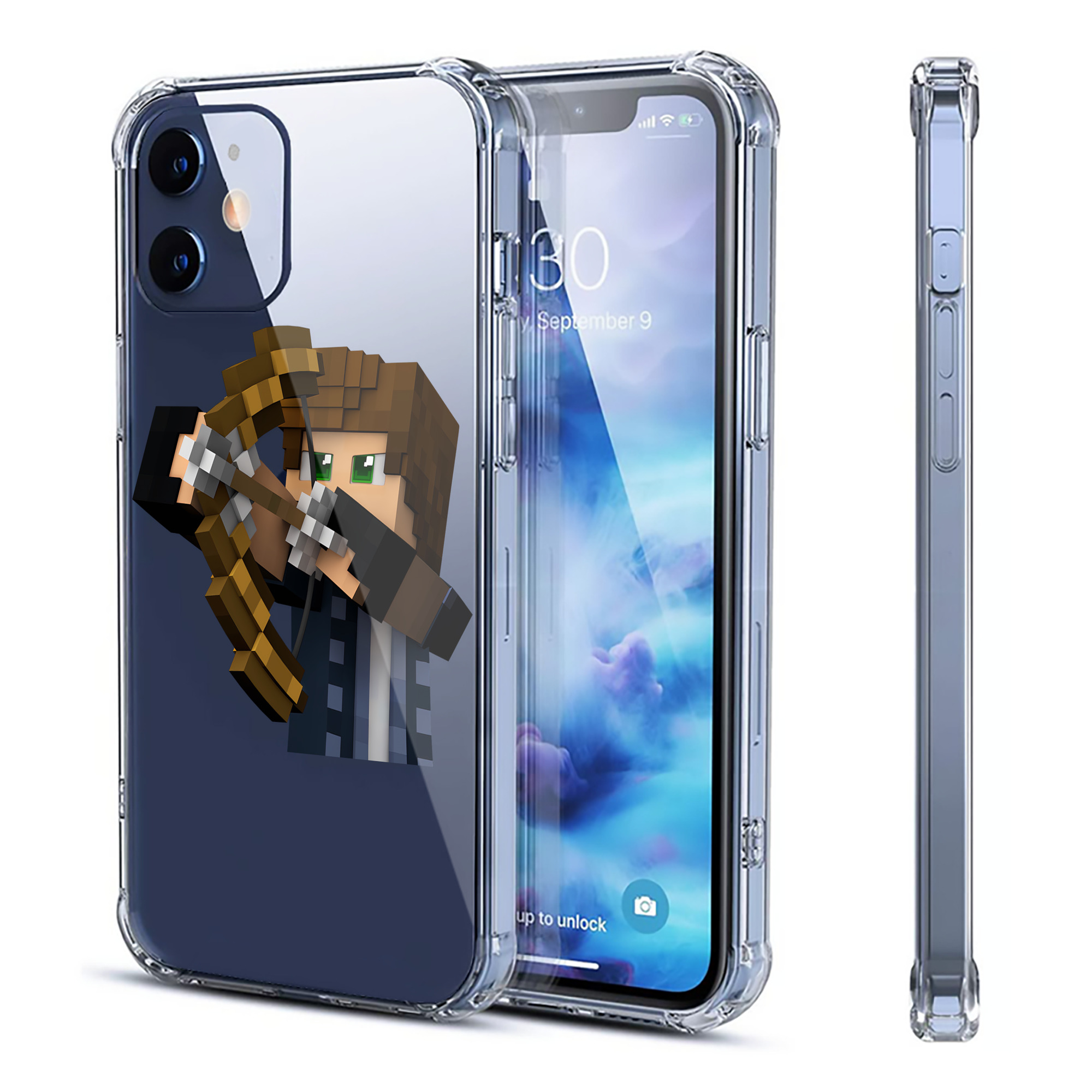 （画像用） マインクラフト ブロックの世界 Minecraft MC Block world 【iPhone 12シリーズ対応】透明スマホケース（クリアソフトケース）